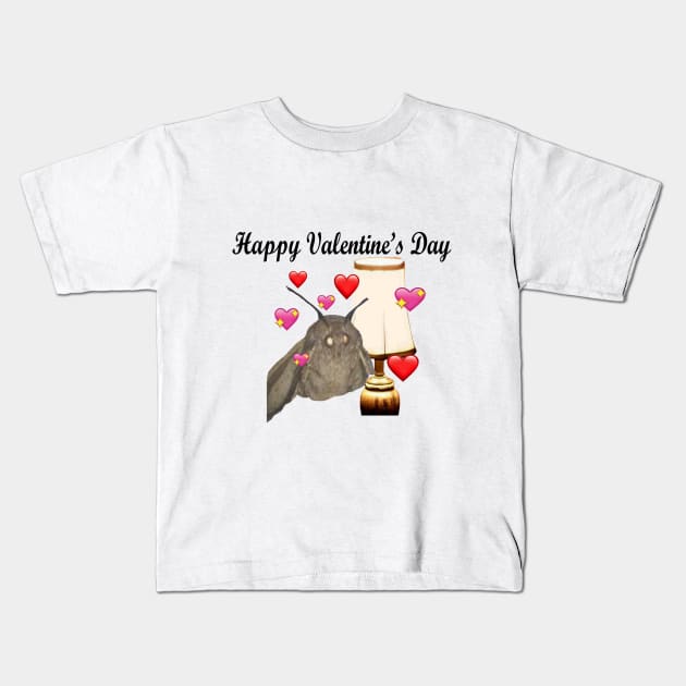 Valentine’s Day Moth and Lamp Kids T-Shirt by CatGirl101